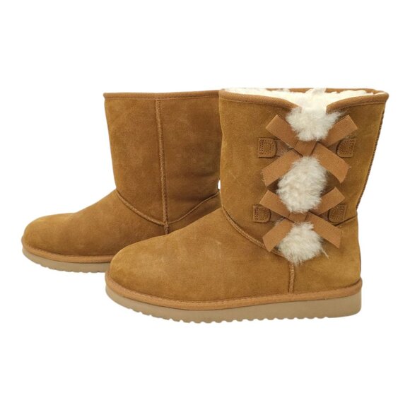 Koolaburra UGG Victoria Short Boots Womens Size 9 Suede Leather Chestnut 1015874 - Picture 11 of 16